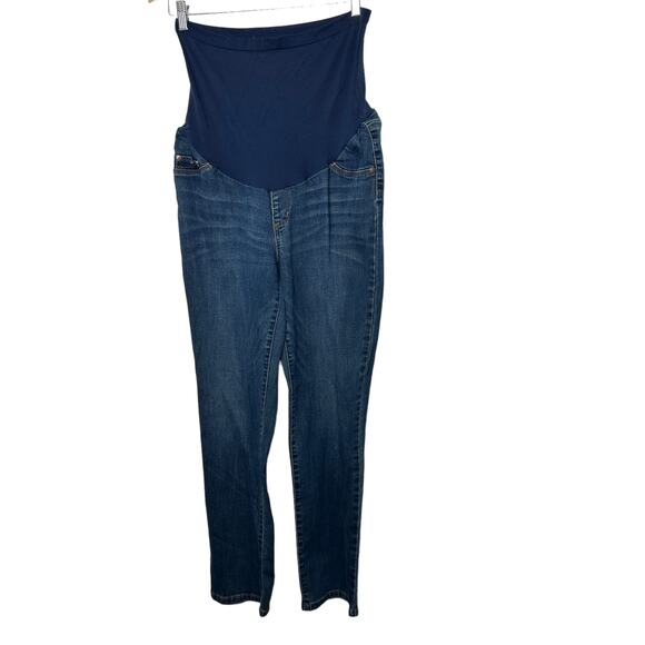 Indigo Blue Maternity Full Panel Straight Fit Medium Rinse Jeans Women's 1X - Picture 1 of 7